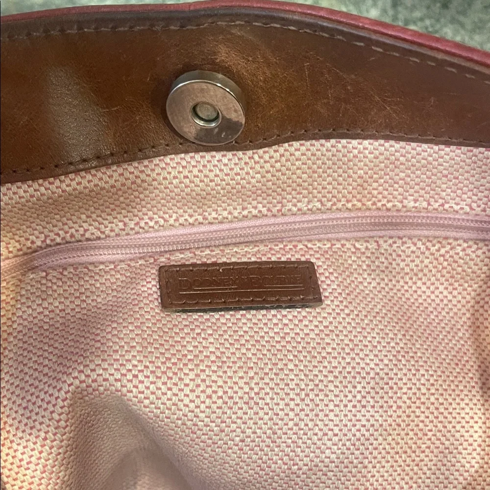 Dooney & Bourke Red Pebbled Leather Hobo with Braided Handle & Diagonal Zips Y2K
